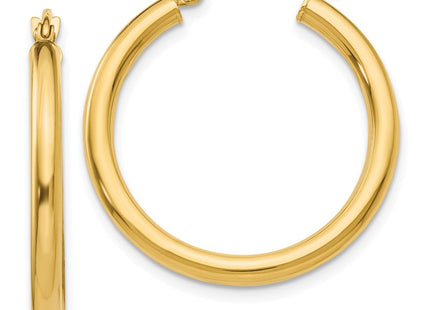 14k Polished Lightweight Tube Hoop Earrings (Style T932L)