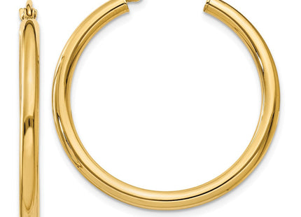 14k Polished Lightweight Tube Hoop Earrings (Style T933L)