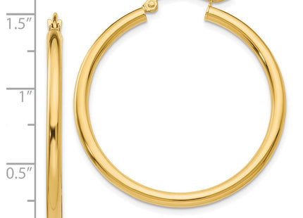 14k Polished Lightweight Tube Hoop Earrings (Style T934L)