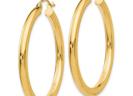 14k Polished Lightweight Tube Hoop Earrings (Style T935L)