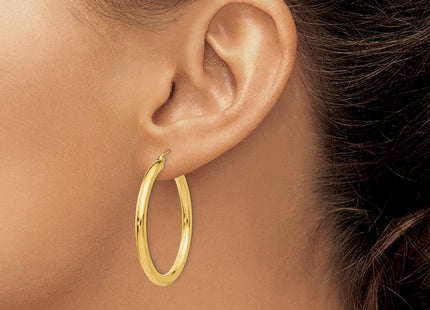 14k Polished Lightweight Tube Hoop Earrings (Style T935L)