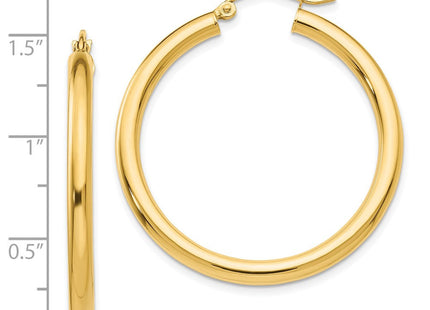 14k Polished Lightweight Tube Hoop Earrings (Style T935L)
