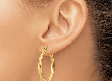 14k Polished Lightweight Tube Hoop Earrings (Style T936L)