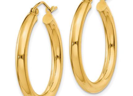 14k Polished Lightweight Tube Hoop Earrings (Style T937L)
