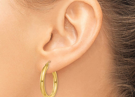 14k Polished Lightweight Tube Hoop Earrings (Style T937L)