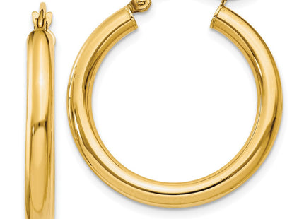 14k Polished Lightweight Tube Hoop Earrings (Style T937L)