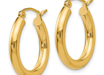 14k Polished Lightweight Tube Hoop Earrings (Style T938L)