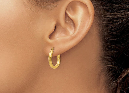 14k Polished Lightweight Tube Hoop Earrings (Style T938L)
