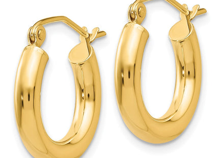 14k Polished Lightweight Tube Hoop Earrings (Style T939L)