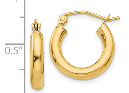14k Polished Lightweight Tube Hoop Earrings (Style T939L)