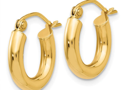 14k Polished Lightweight Tube Hoop Earrings (Style T940L)