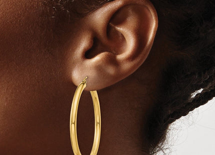 14k Polished Lightweight Tube Hoop Earrings (Style T941L)