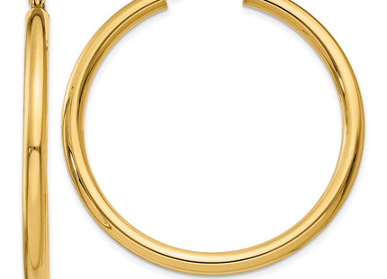 14k Polished Lightweight Tube Hoop Earrings (Style T941L)