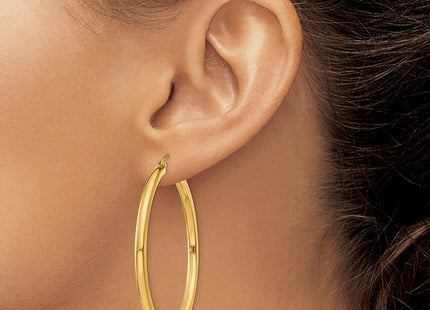 14k Polished Lightweight Tube Hoop Earrings (Style T942L)