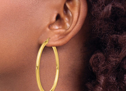 14k Polished Lightweight Tube Hoop Earrings (Style T943L)