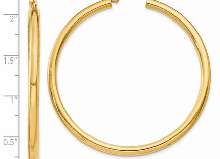 14k Polished Lightweight Tube Hoop Earrings (Style T943L)