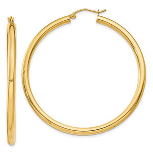 14k Polished Lightweight Tube Hoop Earrings (Style T943L)
