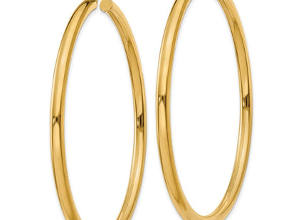 14k Polished Lightweight Tube Hoop Earrings (Style T944L)