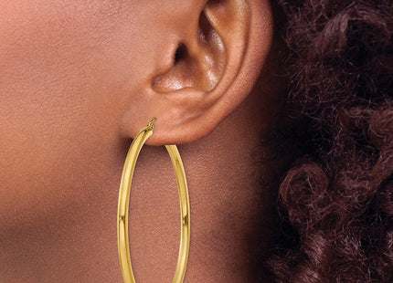 14k Polished Lightweight Tube Hoop Earrings (Style T944L)