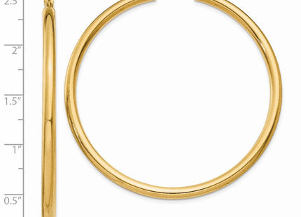 14k Polished Lightweight Tube Hoop Earrings (Style T944L)