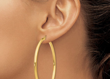 14k Polished Lightweight Tube Hoop Earrings (Style T945L)