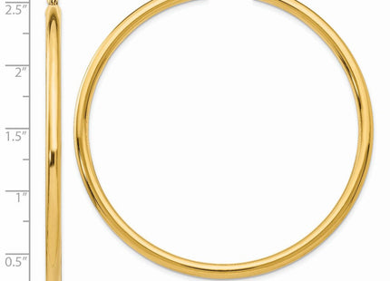 14k Polished Lightweight Tube Hoop Earrings (Style T945L)