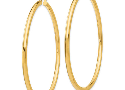 14k Polished Lightweight Tube Hoop Earrings (Style T946L)