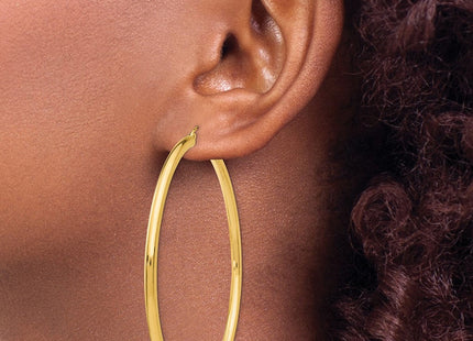 14k Polished Lightweight Tube Hoop Earrings (Style T946L)