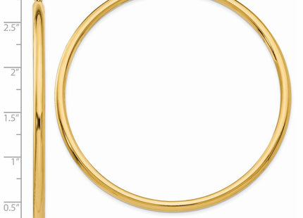 14k Polished Lightweight Tube Hoop Earrings (Style T946L)