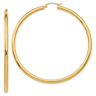 14k Polished Lightweight Tube Hoop Earrings (Style T946L)