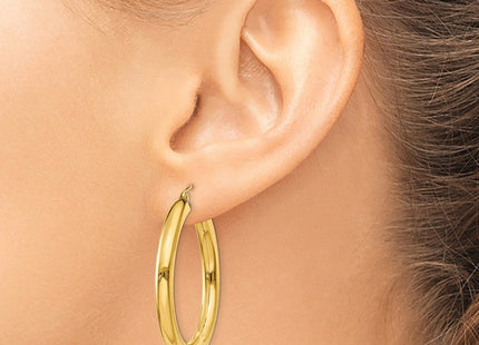 14k Polished Lightweight Tube Hoop Earrings (Style T948L)