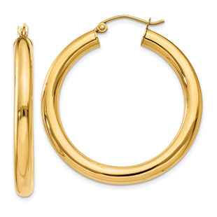 14k Polished Lightweight Tube Hoop Earrings (Style T948L)