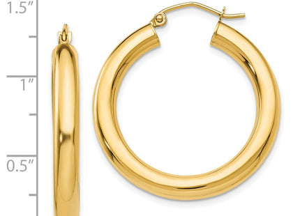 14k Polished Lightweight Tube Hoop Earrings (Style T949L)