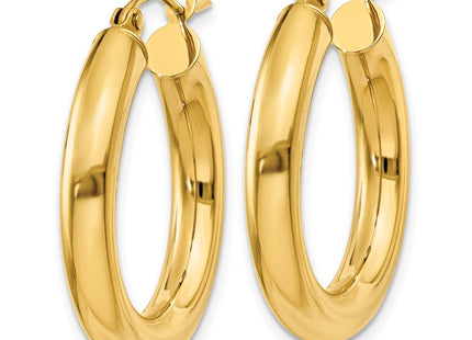 14k Polished Lightweight Tube Hoop Earrings (Style T950L)