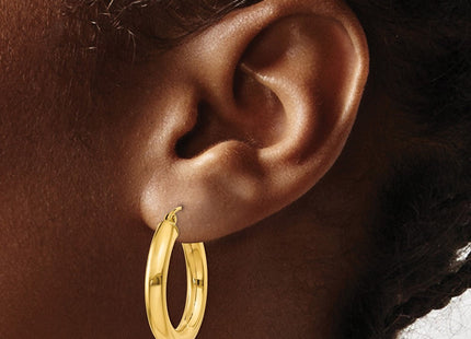 14k Polished Lightweight Tube Hoop Earrings (Style T950L)