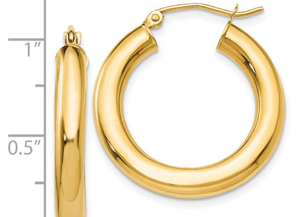 14k Polished Lightweight Tube Hoop Earrings (Style T950L)