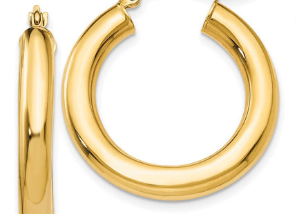 14k Polished Lightweight Tube Hoop Earrings (Style T950L)