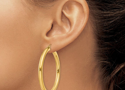 14k Polished Lightweight Tube Hoop Earrings (Style T951L)