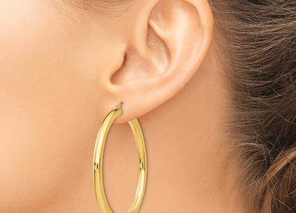 14k Polished Lightweight Tube Hoop Earrings (Style T952L)