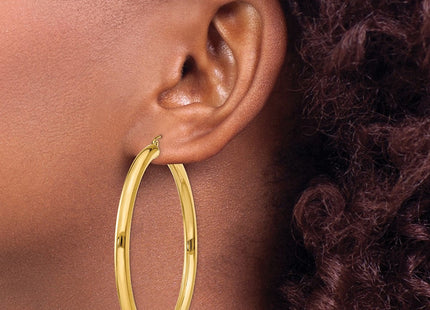 14k Polished Lightweight Tube Hoop Earrings (Style T953L)