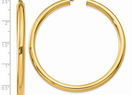 14k Polished Lightweight Tube Hoop Earrings (Style T953L)