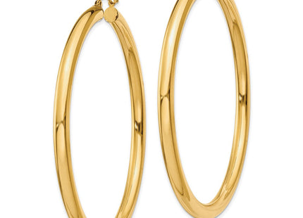 14k Polished Lightweight Tube Hoop Earrings (Style T954L)