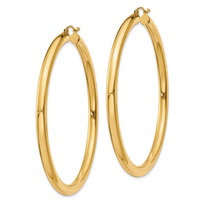 14K Polished Lightweight Tube Hoop Earrings, 60 x 4mm