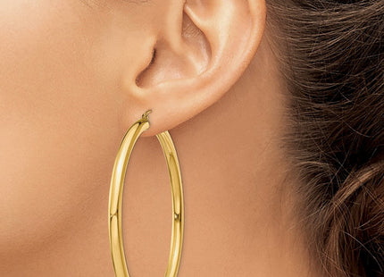 14k Polished Lightweight Tube Hoop Earrings (Style T954L)