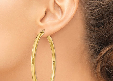 14k Polished Lightweight Tube Hoop Earrings (Style T955L)