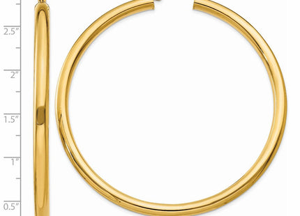 14k Polished Lightweight Tube Hoop Earrings (Style T955L)