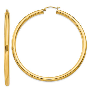 14k Polished Lightweight Tube Hoop Earrings (Style T955L)