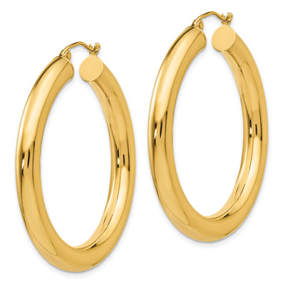 14K Yellow Gold Polished Lightweight Hoop Earrings, 40 x 5mm
