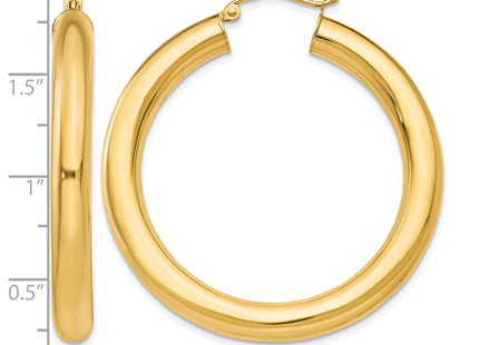 14k Yellow Gold Polished Lightweight Hoop Earrings, 40 x 5mm