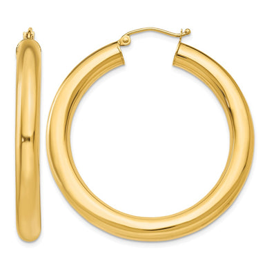 14K Yellow Gold Polished Lightweight Hoop Earrings, 40 x 5mm